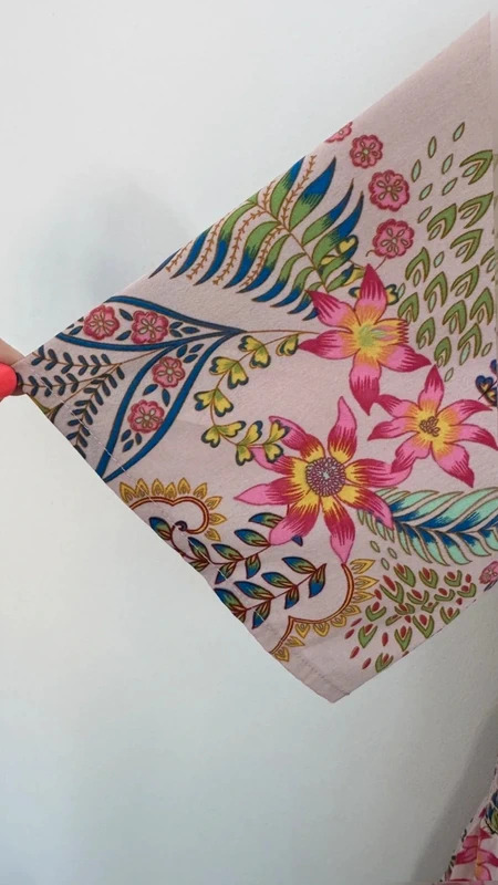 Avon Pink Tropical Floral Paisley Shirred Waist Midi Dress Maxi UK 14-16 - Image 5