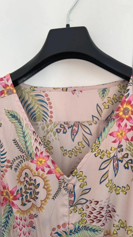 Avon Pink Tropical Floral Paisley Shirred Waist Midi Dress Maxi UK 14-16 - Image 6