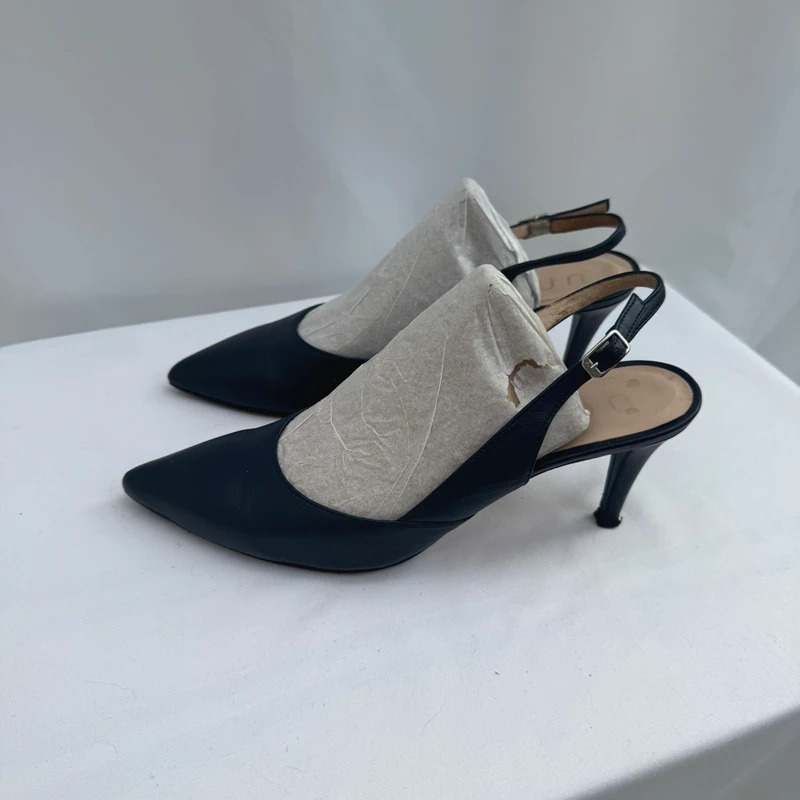 Unisa Black Leather Slingback Heels Size EU 40 / UK 7 Made in Spain
