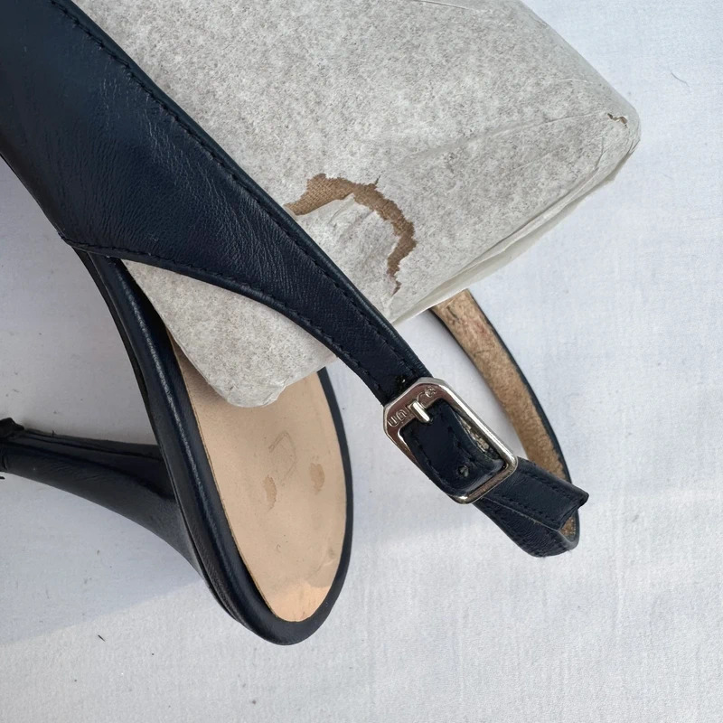 Unisa Black Leather Slingback Heels Size EU 40 / UK 7 Made in Spain - Image 9