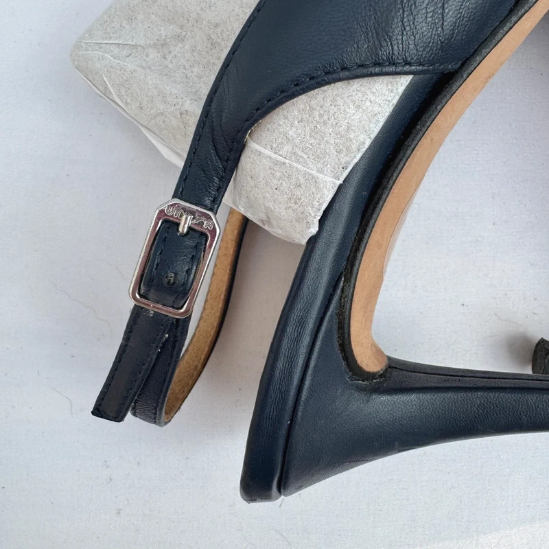 Unisa Black Leather Slingback Heels Size EU 40 / UK 7 Made in Spain - Image 10