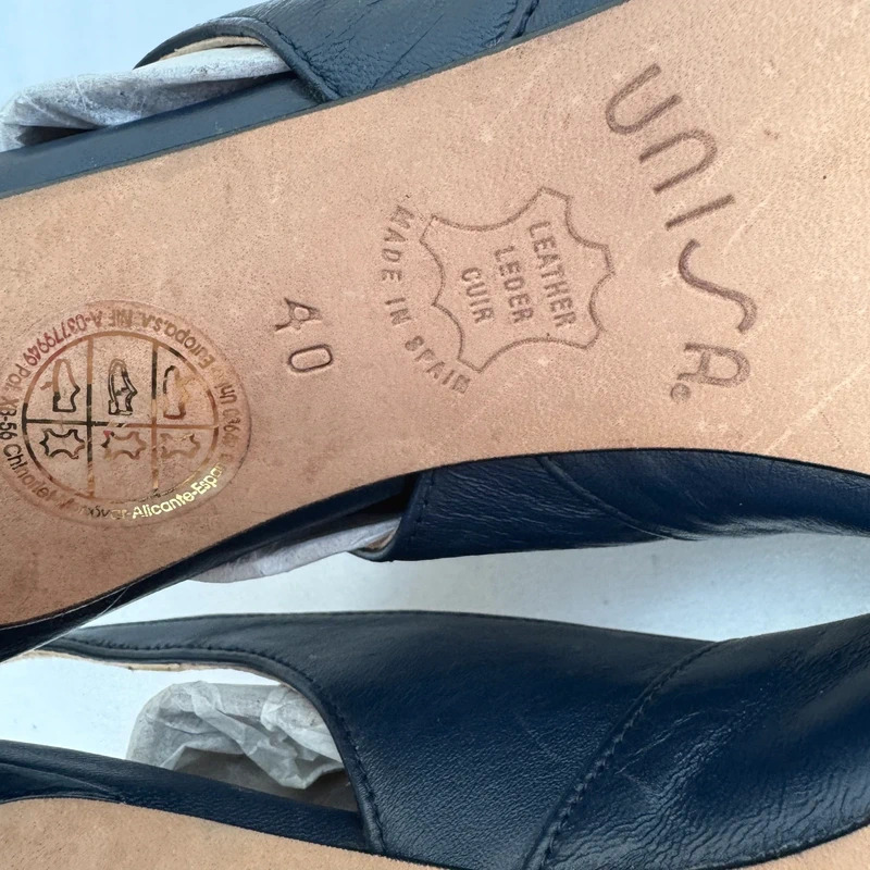 Unisa Black Leather Slingback Heels Size EU 40 / UK 7 Made in Spain - Image 13