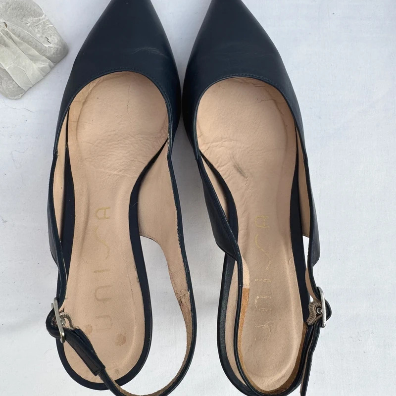 Unisa Black Leather Slingback Heels Size EU 40 / UK 7 Made in Spain - Image 15