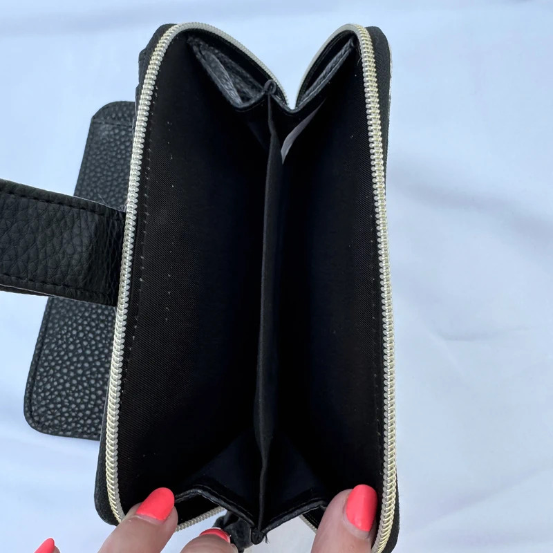 Black Butterfly Floral Print Zip Around Purse Wallet Card Holder - Image 6