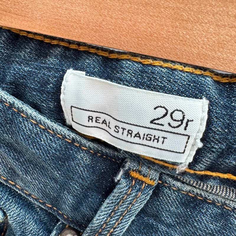 Gap 1969 Real Straight Jeans W29R UK 12 Mid Blue Wash Classic Denim Low Rise - Image 6