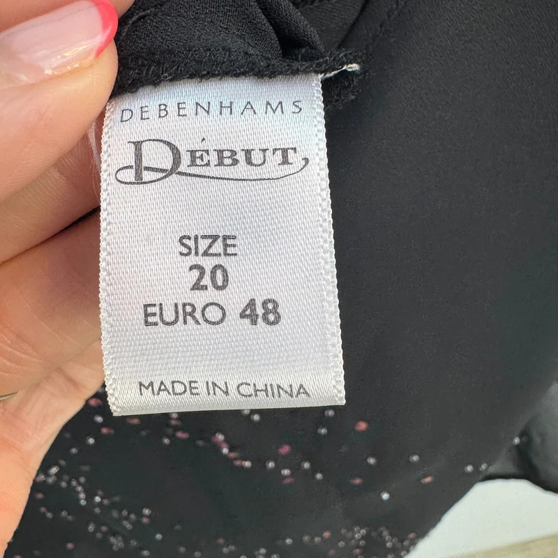 Debenhams Début Black V-Neck Camisole Pink Silver Sequin Sparkle Evening Top UK 20 - Image 6