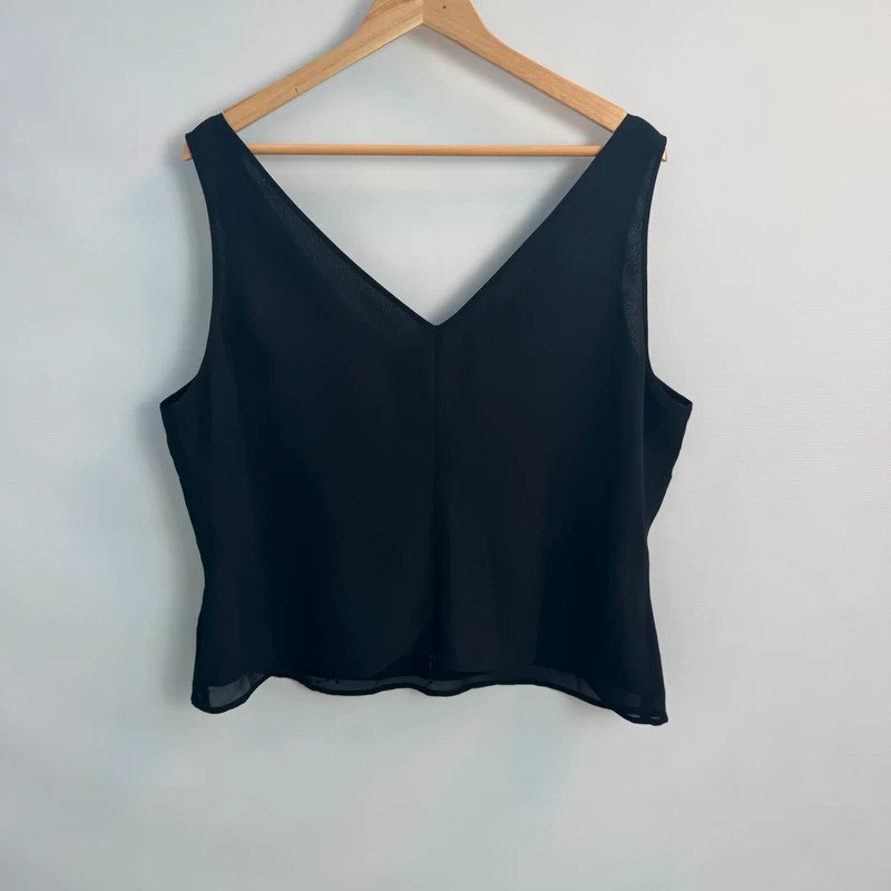Debenhams Début Black V-Neck Camisole Pink Silver Sequin Sparkle Evening Top UK 20 - Image 9