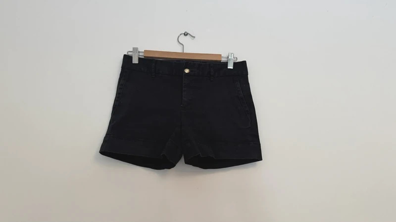 Zara Woman Black High Waist Tailored Shorts Gold Chain Belt Smart Casual M - Image 2