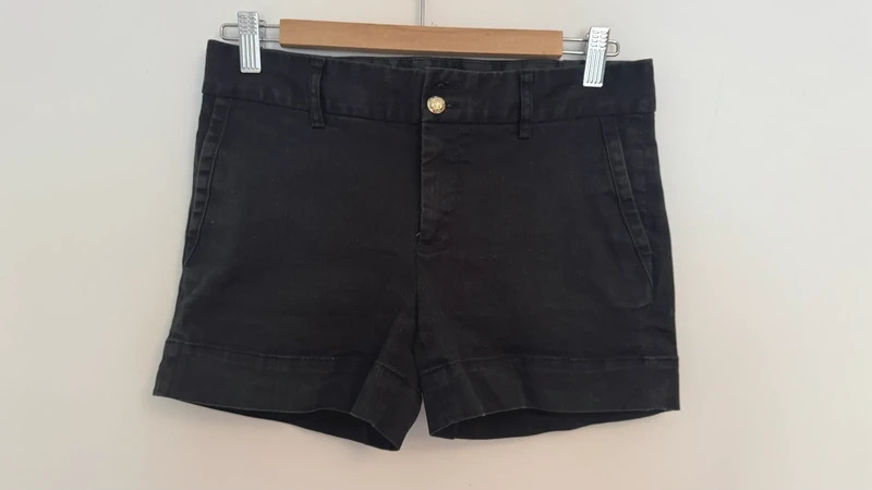 Zara Woman Black High Waist Tailored Shorts Gold Chain Belt Smart Casual M - Image 3