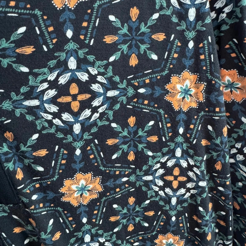 Monsoon Black Floral Print Boho Tunic Top Mesh Panel Long Sleeve UK 14 - Image 2