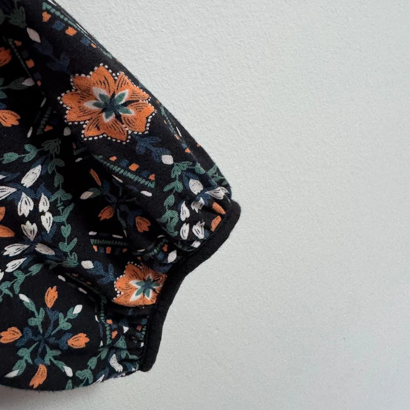 Monsoon Black Floral Print Boho Tunic Top Mesh Panel Long Sleeve UK 14 - Image 5