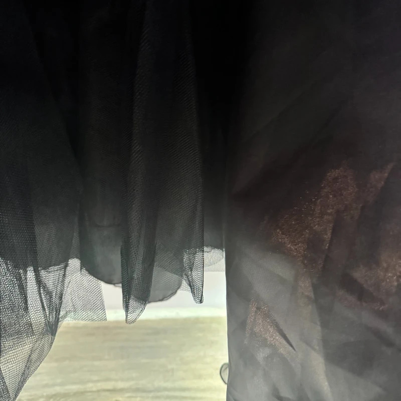 Vintage Shubette London Black Velvet & Tulle Midi Dress UK 12 80s Evening Occasion - Image 5