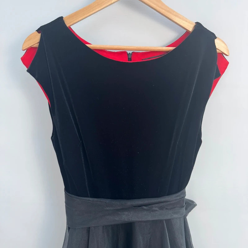 Vintage Shubette London Black Velvet & Tulle Midi Dress UK 12 80s Evening Occasion - Image 6