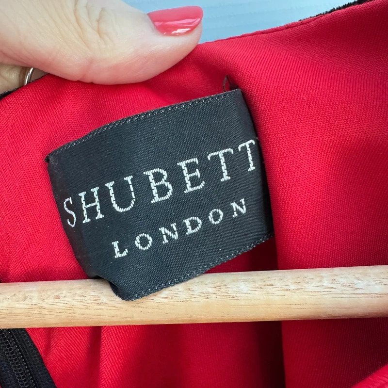 Vintage Shubette London Black Velvet & Tulle Midi Dress UK 12 80s Evening Occasion - Image 7