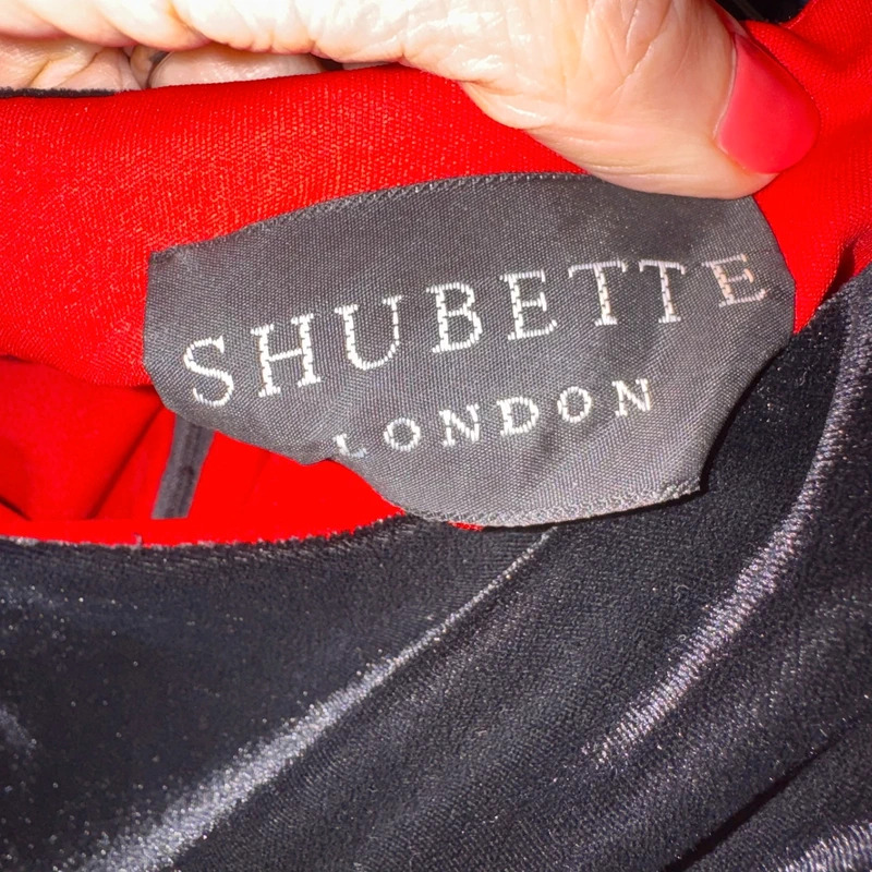 Vintage Shubette London Black Velvet & Tulle Midi Dress UK 12 80s Evening Occasion - Image 8