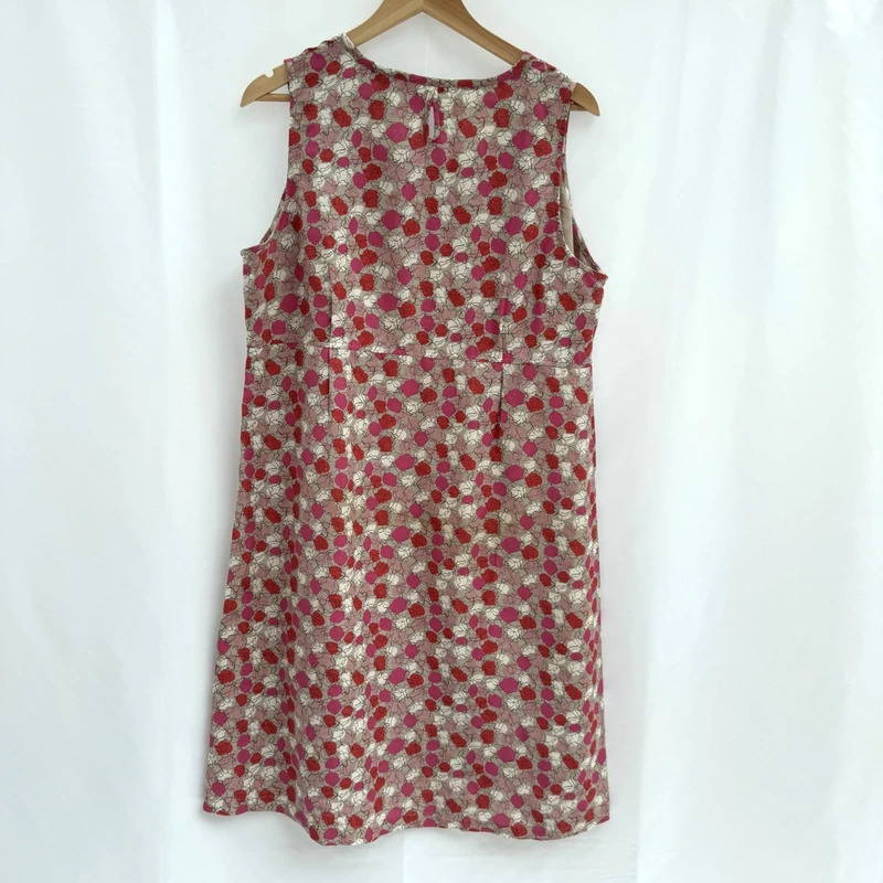 Adini L2 UK 16 100% Linen Pink Floral Lined Midi Dress - Image 2