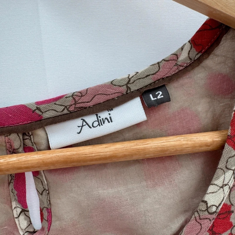 Adini L2 UK 16 100% Linen Pink Floral Lined Midi Dress - Image 3