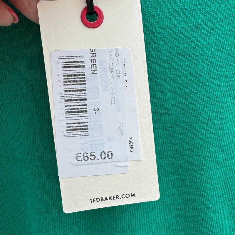 Ted Baker Hallenn Green Linen Blend Top Size 3 UK 12 Flutter Sleeve BNWT - Image 3