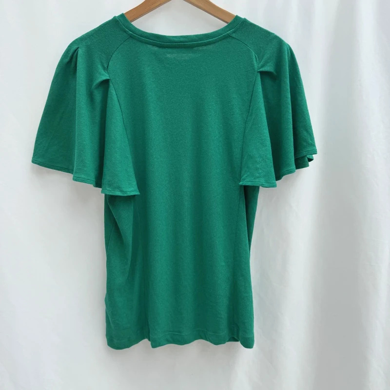 Ted Baker Hallenn Green Linen Blend Top Size 3 UK 12 Flutter Sleeve BNWT - Image 10