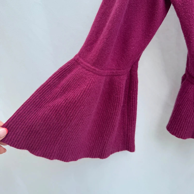 Betty Jackson Black Bell Sleeve Bolero Shrug Cashmere Blend Magenta Plum UK 14 - Image 2