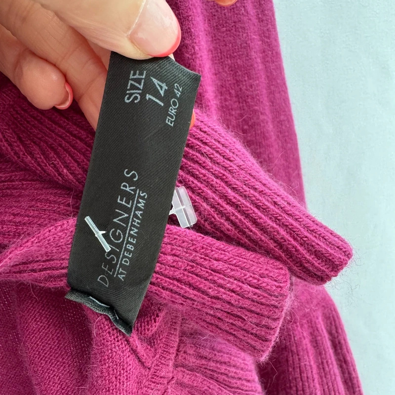 Betty Jackson Black Bell Sleeve Bolero Shrug Cashmere Blend Magenta Plum UK 14 - Image 5