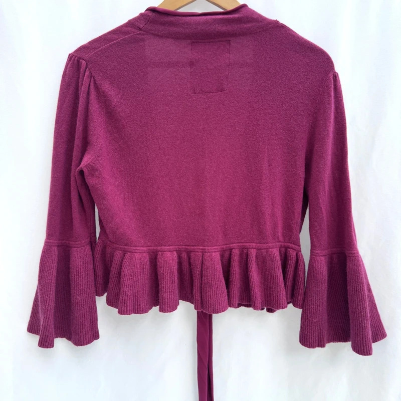Betty Jackson Black Bell Sleeve Bolero Shrug Cashmere Blend Magenta Plum UK 14 - Image 7