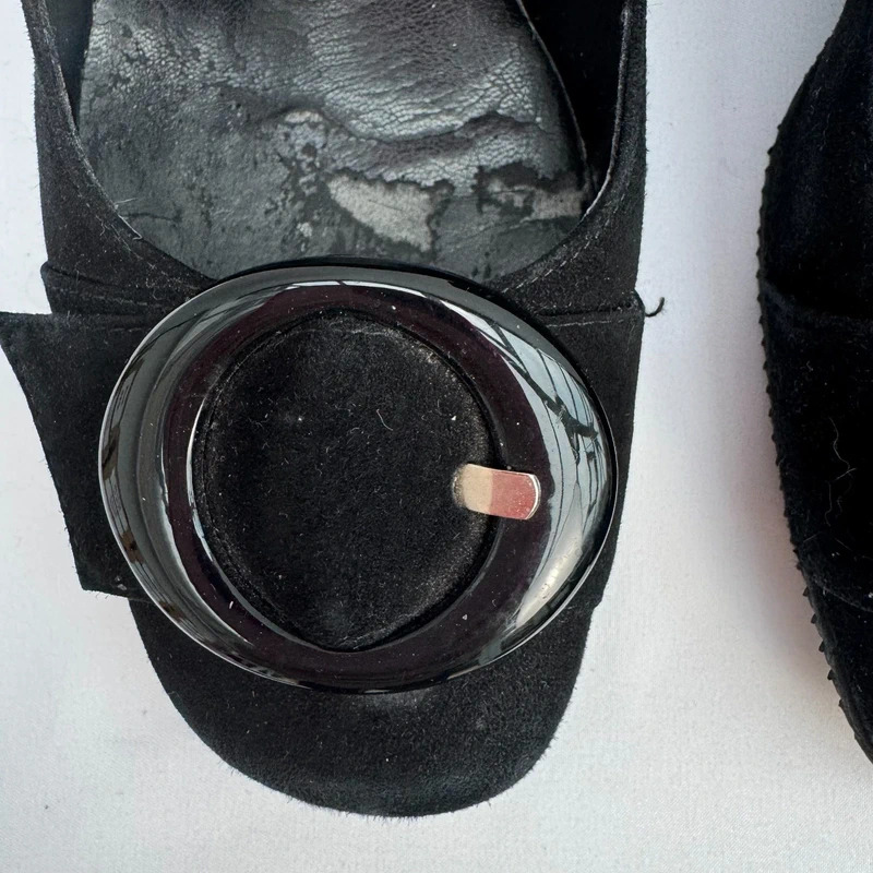 Ravel Black Suede Wedge Heel Shoes EU 37 UK 4 Buckle Detail Made in Spain - Image 7
