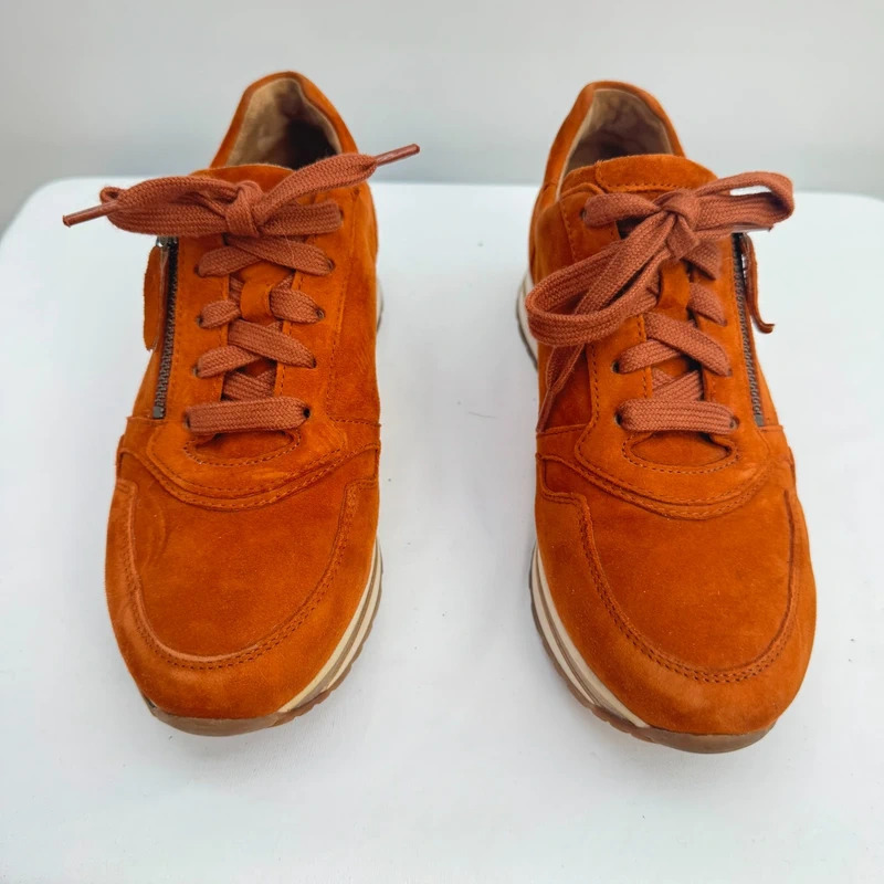 Gabor Tan Suede Side Zip Comfort Trainers UK 4 Dual Fastening Layered Sole - Image 4