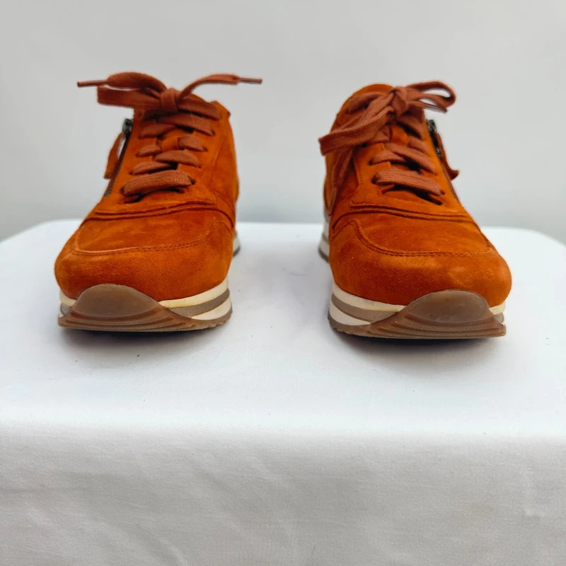 Gabor Tan Suede Side Zip Comfort Trainers UK 4 Dual Fastening Layered Sole - Image 5