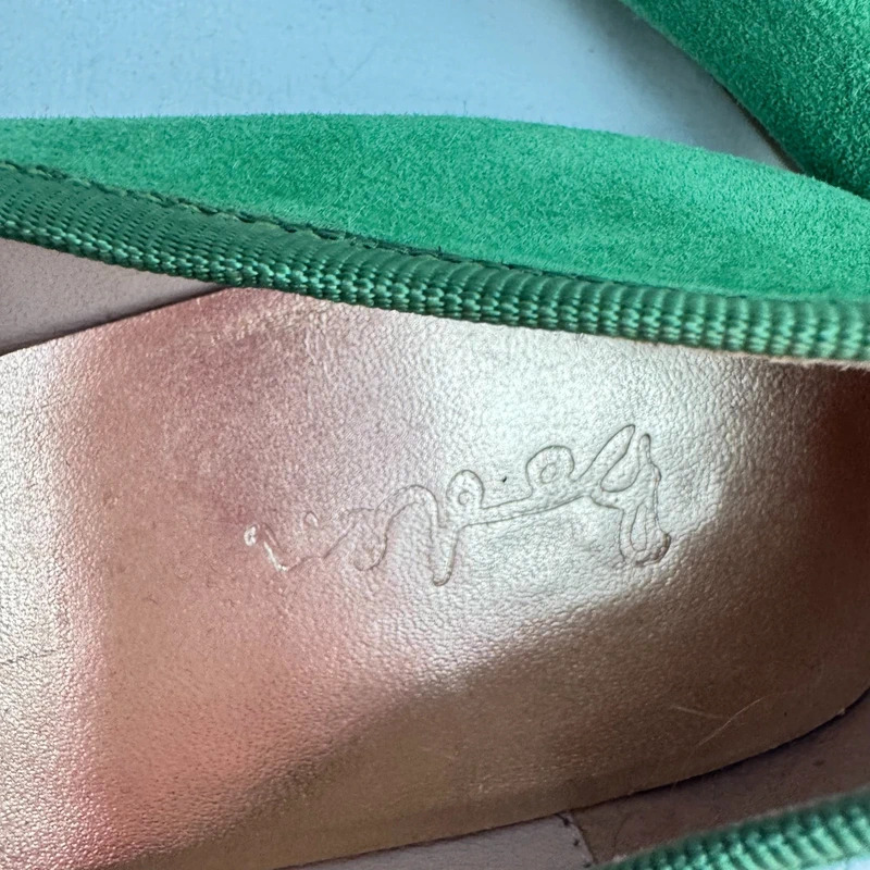 Boden Green Suede Flower Appliqué Ballet Flats EU 37 UK 4 Real Leather Sole - Image 11
