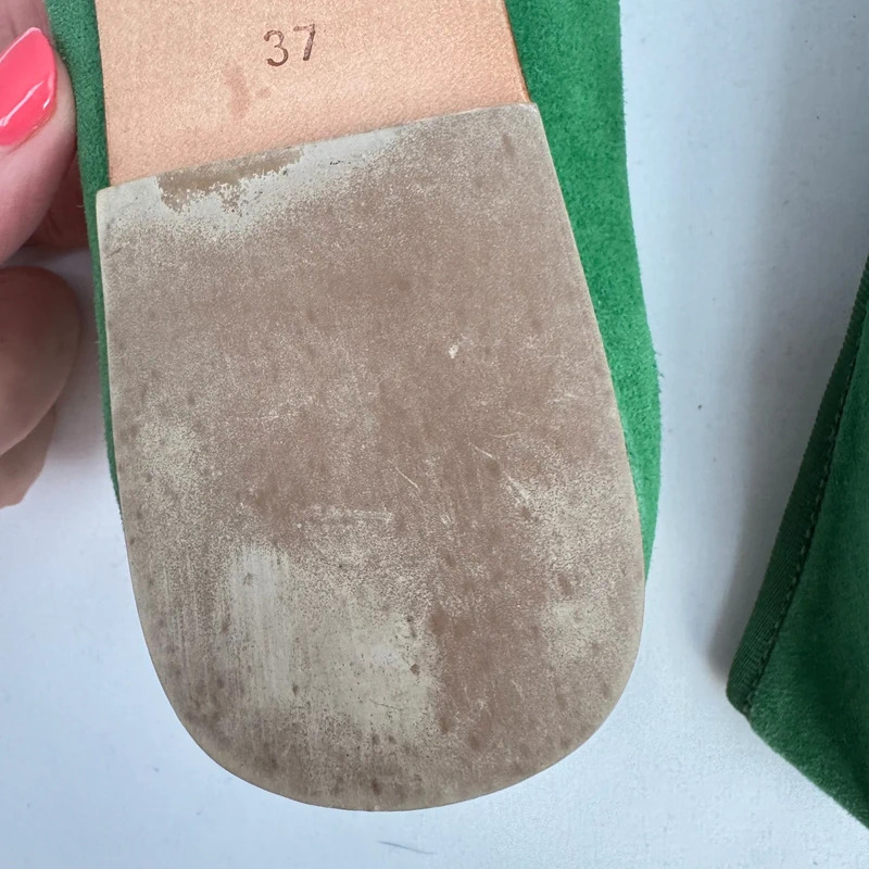 Boden Green Suede Flower Appliqué Ballet Flats EU 37 UK 4 Real Leather Sole - Image 13
