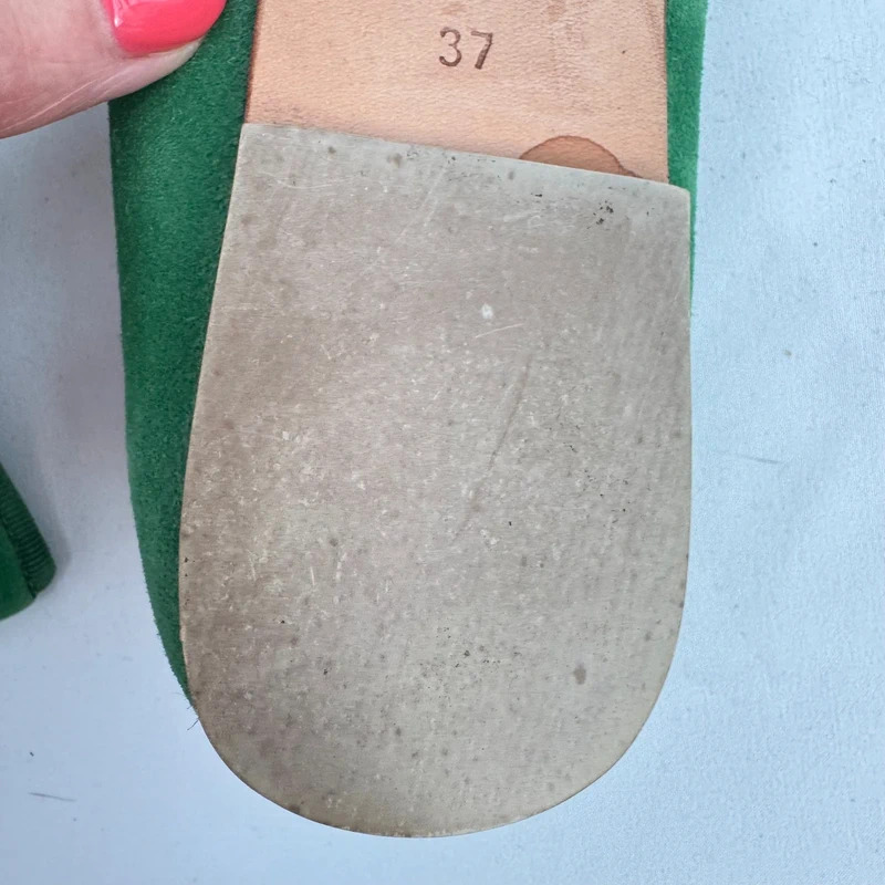 Boden Green Suede Flower Appliqué Ballet Flats EU 37 UK 4 Real Leather Sole - Image 14