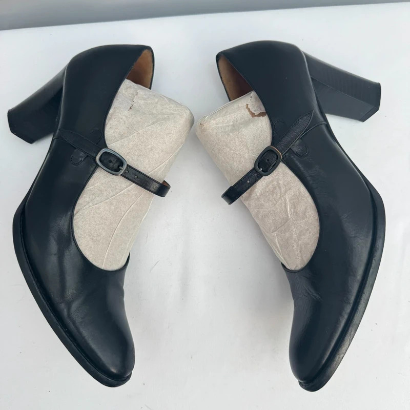 Bruno Magli Black Leather Mary Jane Heels EU 37 UK 4 Handmade Italy Vintage Luxury - Image 9
