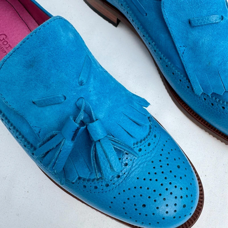 Its Got Soul Northampton Blue Suede Tassel Loafers UK 6.5 Brogue BNWT No Box - Image 2