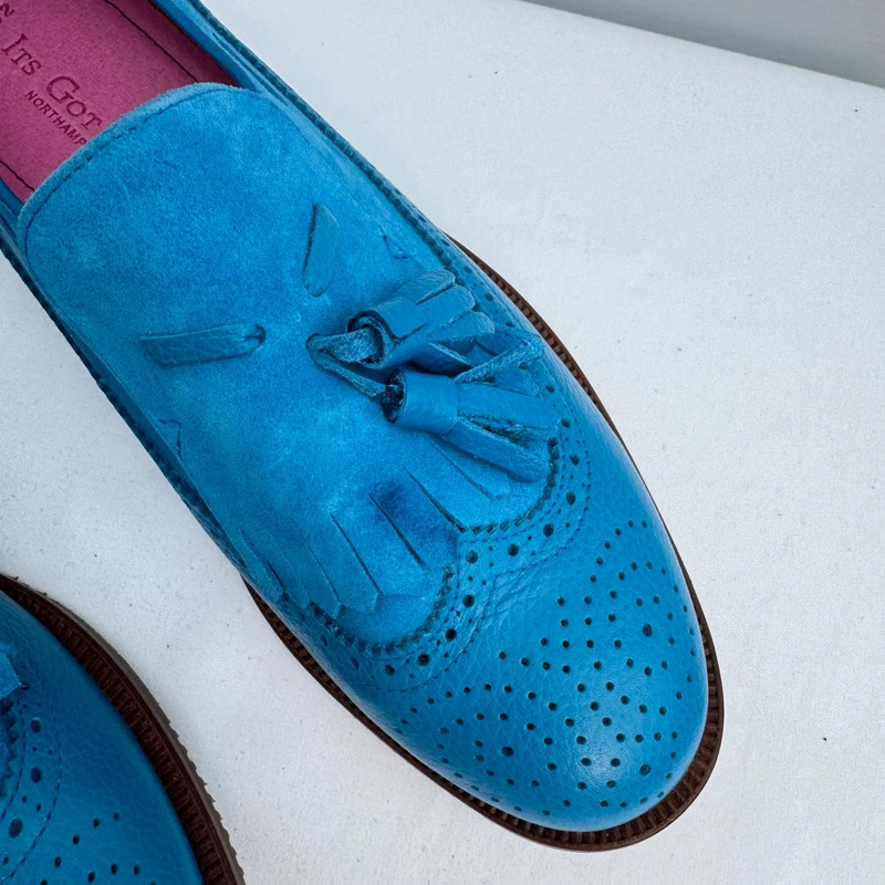 Its Got Soul Northampton Blue Suede Tassel Loafers UK 6.5 Brogue BNWT No Box - Image 3