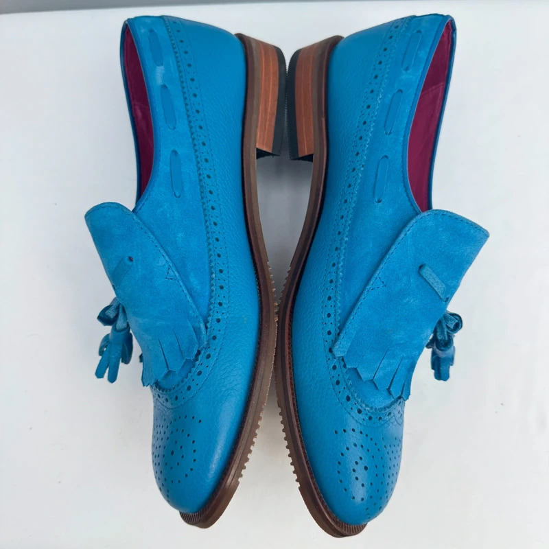 Its Got Soul Northampton Blue Suede Tassel Loafers UK 6.5 Brogue BNWT No Box - Image 5