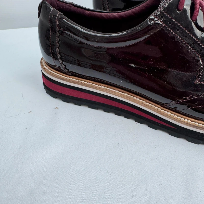 Moda in Pelle Georgi Oxblood Patent Leather Brogue Platform Shoes UK 6 EU 39 BNWT - Image 2