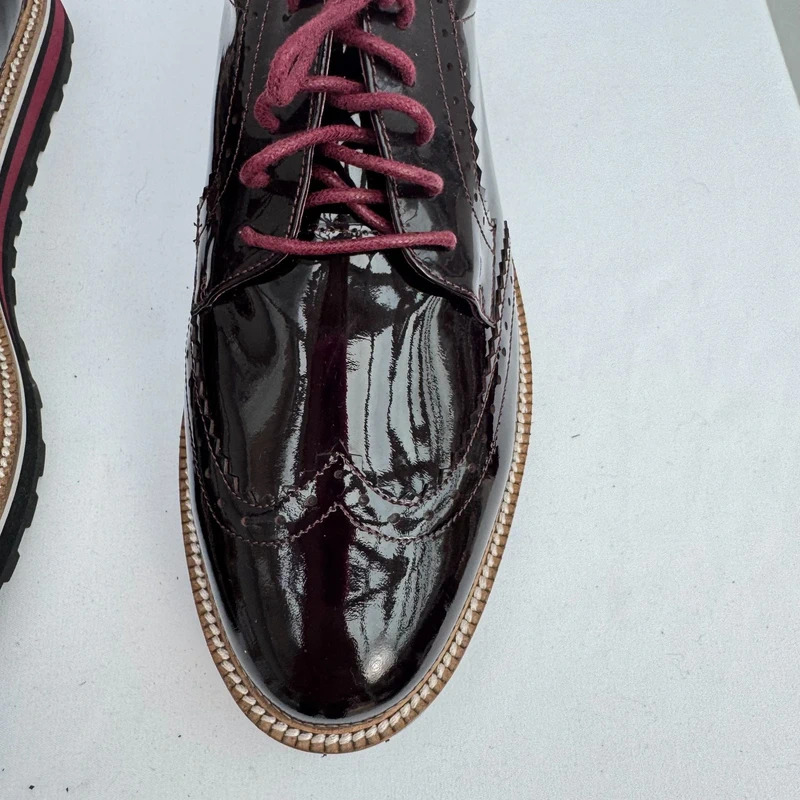 Moda in Pelle Georgi Oxblood Patent Leather Brogue Platform Shoes UK 6 EU 39 BNWT - Image 4