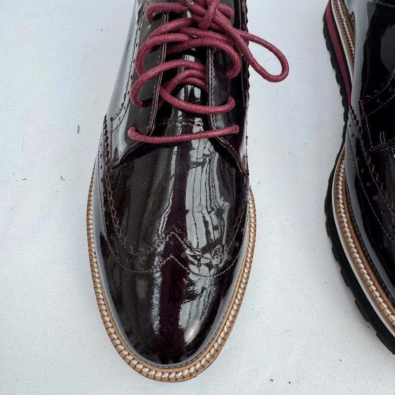 Moda in Pelle Georgi Oxblood Patent Leather Brogue Platform Shoes UK 6 EU 39 BNWT - Image 5