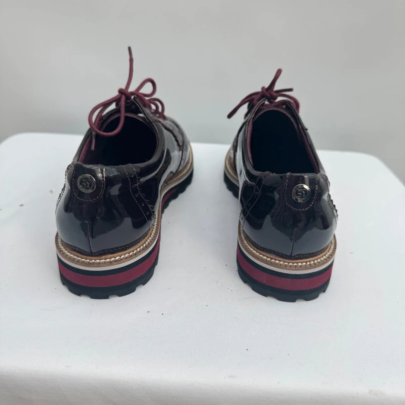 Moda in Pelle Georgi Oxblood Patent Leather Brogue Platform Shoes UK 6 EU 39 BNWT - Image 7