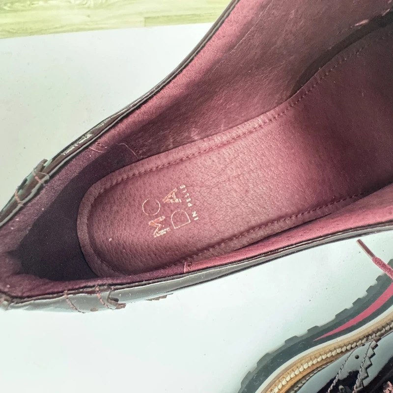 Moda in Pelle Georgi Oxblood Patent Leather Brogue Platform Shoes UK 6 EU 39 BNWT - Image 12