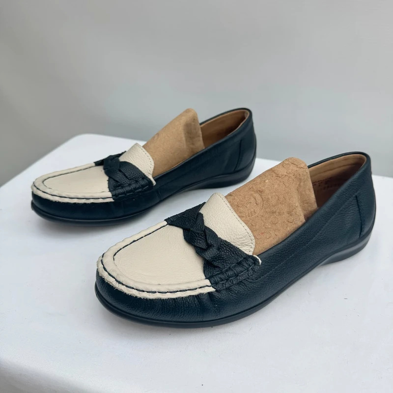 Hotter Selena Navy Cream Leather Loafers UK 6 EU 39 Standard Fit BNWOT - Image 2