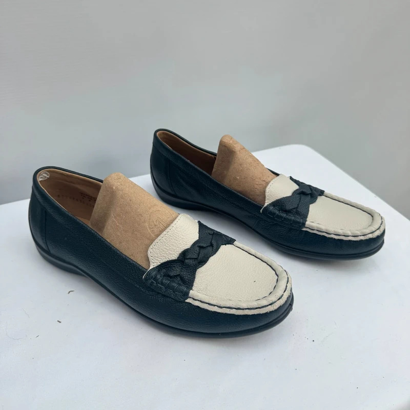 Hotter Selena Navy Cream Leather Loafers UK 6 EU 39 Standard Fit BNWOT - Image 3