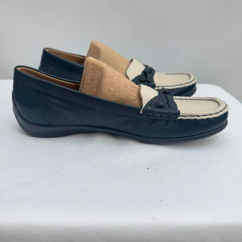 Hotter Selena Navy Cream Leather Loafers UK 6 EU 39 Standard Fit BNWOT - Image 7