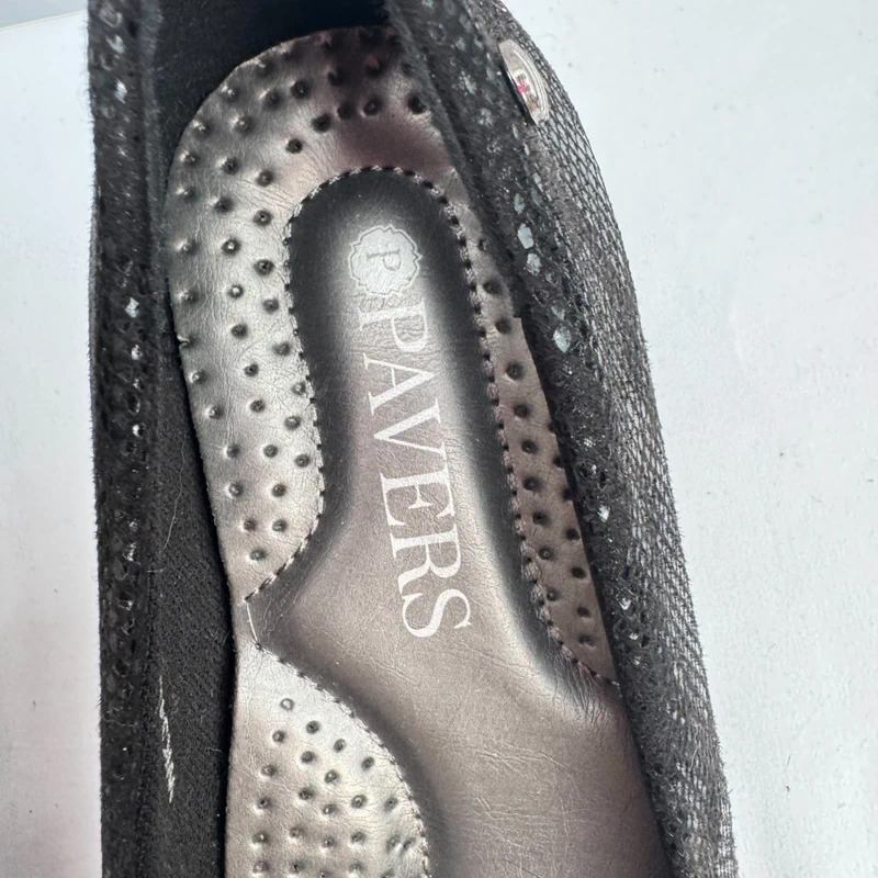 Pavers Black Reptile Print Block Heel Court Shoes UK 6 EU 39 Comfort Sole BNWT - Image 4