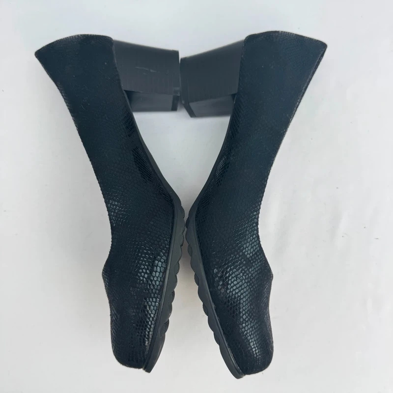 Pavers Black Reptile Print Block Heel Court Shoes UK 6 EU 39 Comfort Sole BNWT - Image 8