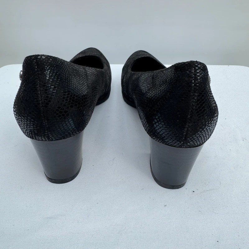 Pavers Black Reptile Print Block Heel Court Shoes UK 6 EU 39 Comfort Sole BNWT - Image 10