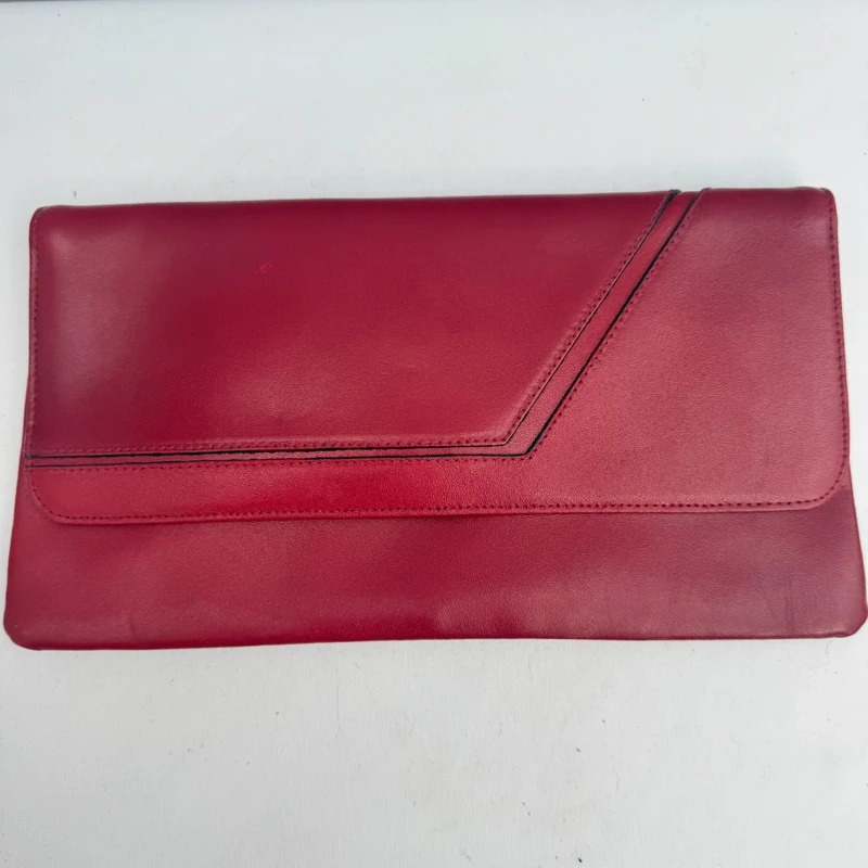 Vintage Bally "Gaby" Red Leather Envelope Clutch Bag with Original Tag