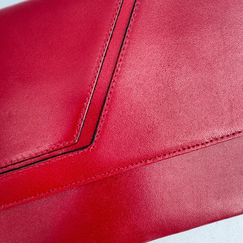 Vintage Bally "Gaby" Red Leather Envelope Clutch Bag with Original Tag - Image 2