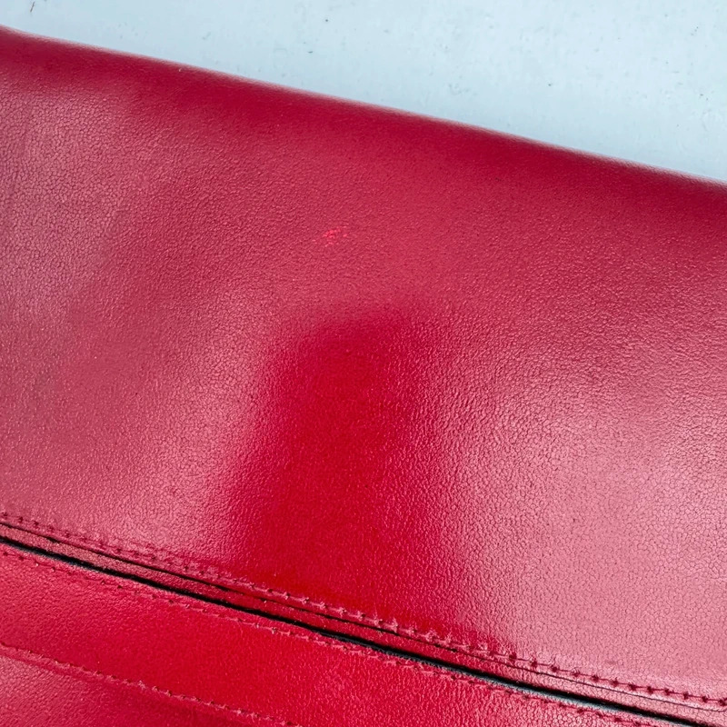Vintage Bally "Gaby" Red Leather Envelope Clutch Bag with Original Tag - Image 3